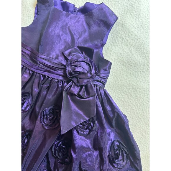 Bonnie Baby  Sz 12 Month Purple Sleeveless Rosette Dress With Bow Accent & Full - Picture 7 of 10